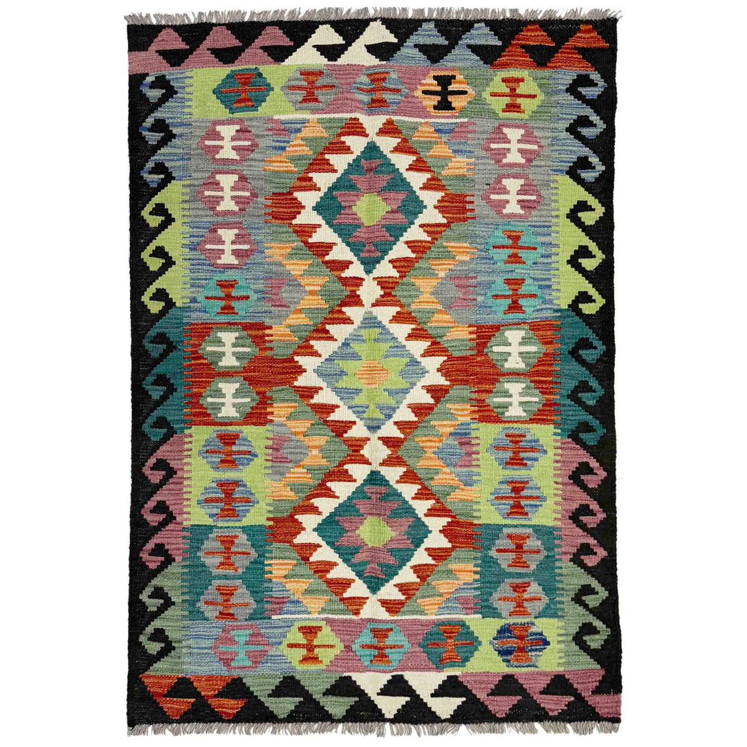 Afghan Vegetable Kilim Rug 3' 1" x 5' 2" Flat-Weave