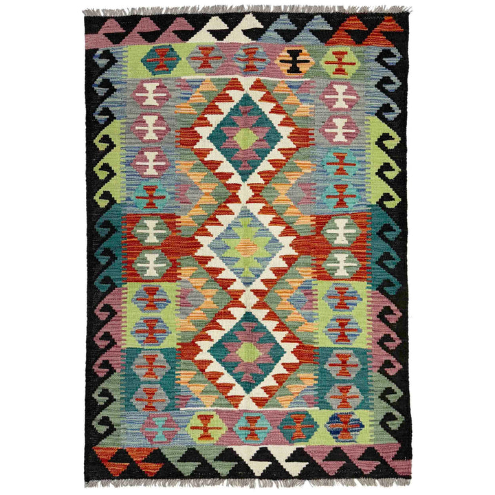 Afghan Vegetable Kilim Rug 3' 1" x 5' 2" Flat-Weave