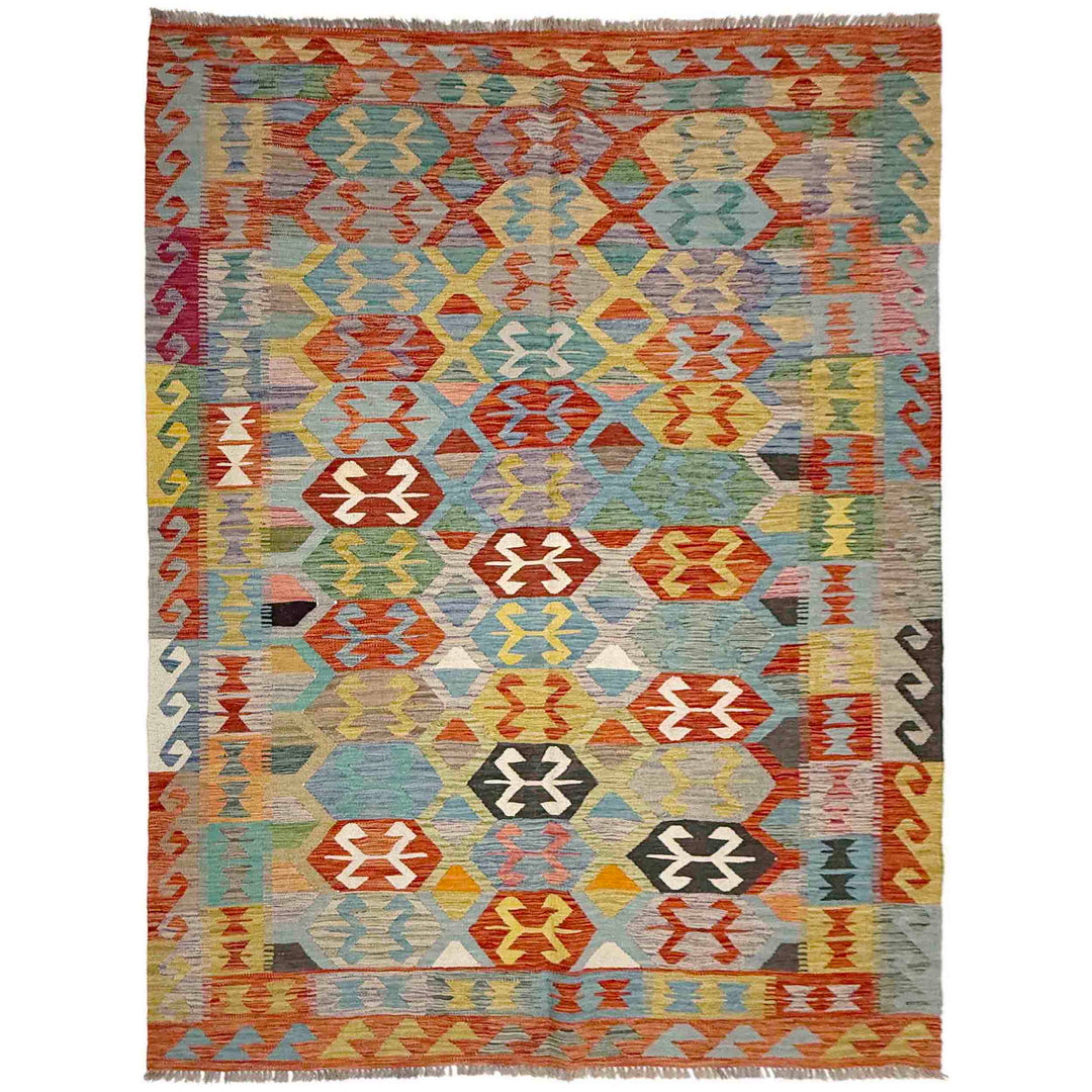 Afghan Vegetable Kilim Rug 5'11" x 8'0" Flat-Weave