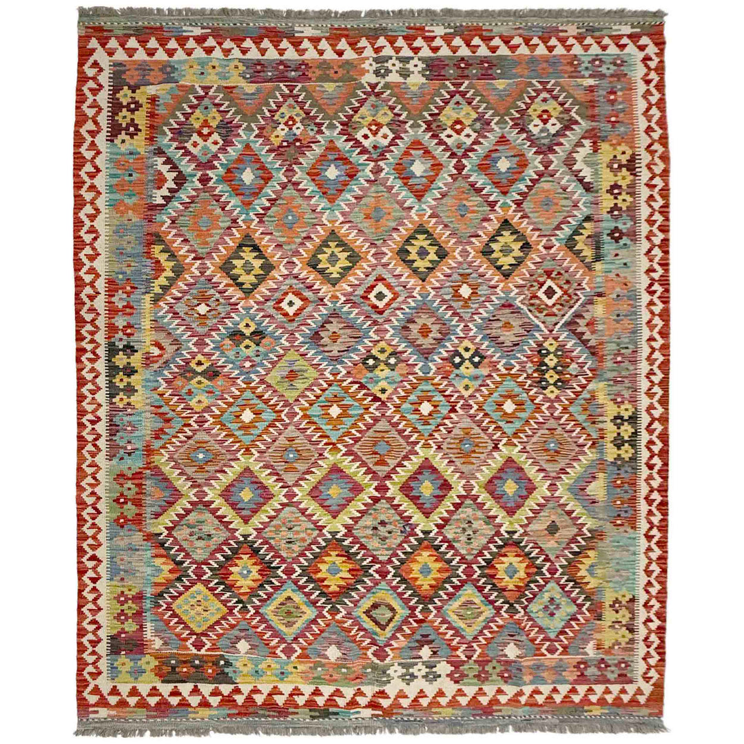 Afghan Vegetable Kilim Rug 5' 11" x 8' 1" Flat-Weave
