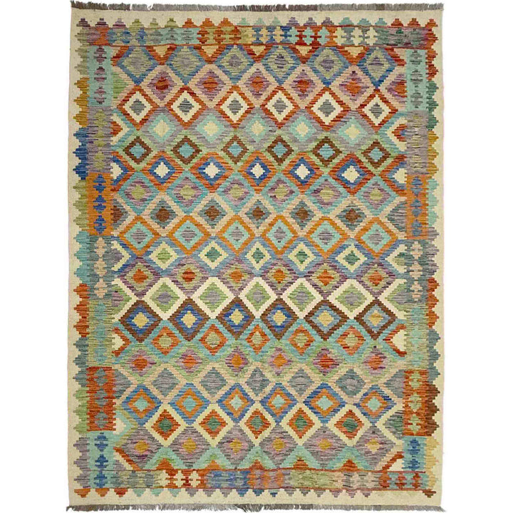Afghan Vegetable Kilim Rug 6' 0" x 8' 6" Flat-Weave