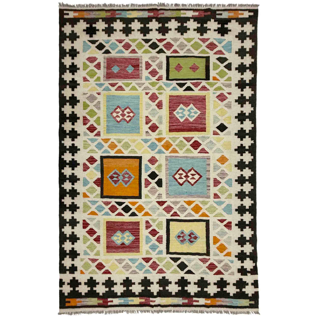 Afghan Vegetable Kilim Rug 5' 4" x 7' 10" Flat-Weave