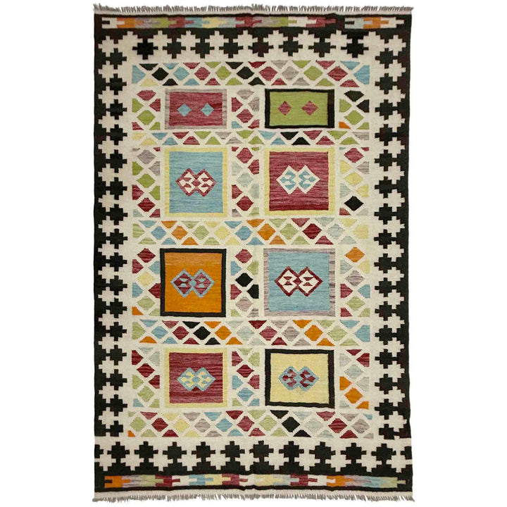 Afghan Vegetable Kilim Rug 5' 4" x 7' 10" Flat-Weave