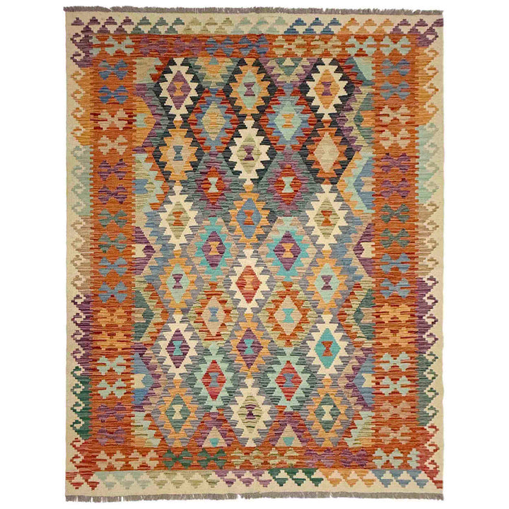Afghan Vegetable Kilim Rug 5' 10" x 8' 0" Flat-Weave