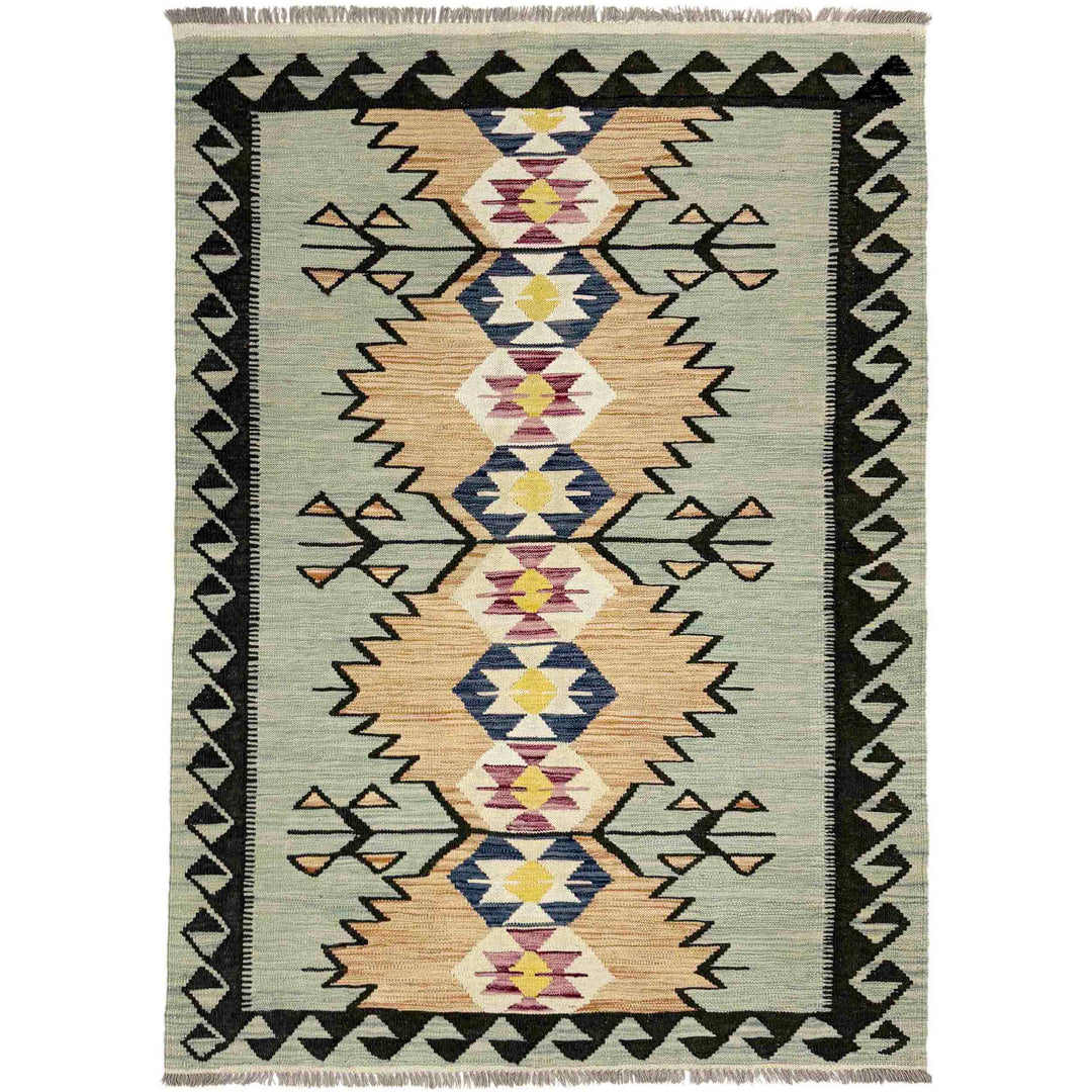 Afghan Vegetable Kilim Rug 4' 1" x 6' 2" Flat-Weave