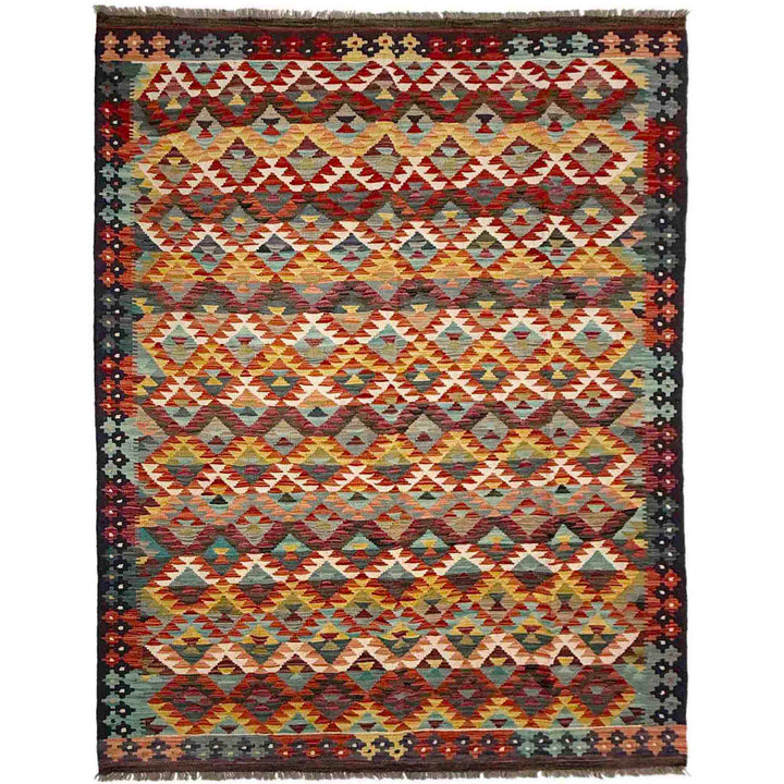 Afghan Vegetable Kilim Rug 5' 10" x 8' 0" Flat-Weave
