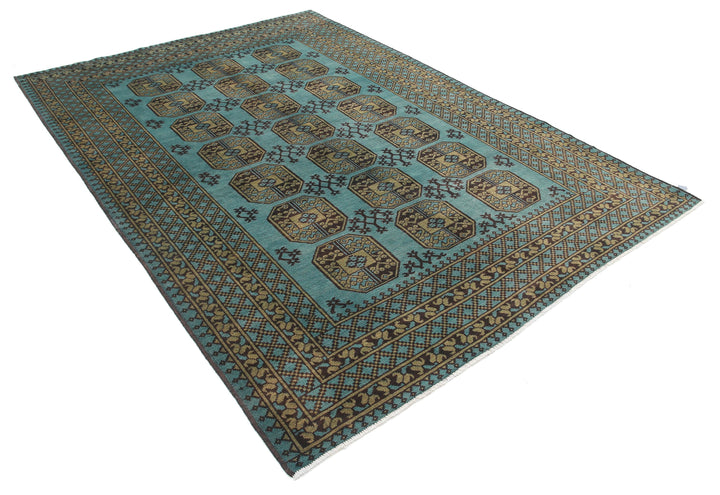 Afghan Akcha Revival Rug 6' 7" x 9' 4" Hand-Knotted | No. AT36452