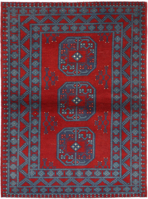 Hand Knotted Akcha Revival Wool Rug 3' 6" x 4' 9" - No. AT77376