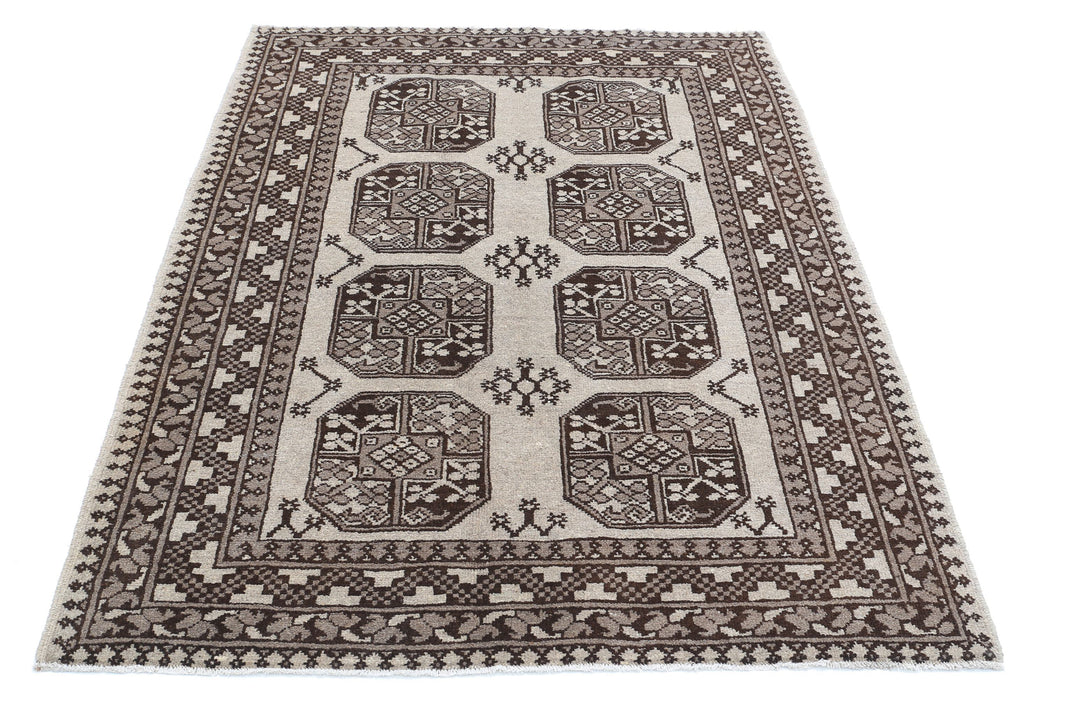 Afghan Akcha Revival Rug 4' 4" x 6' 1" Hand-Knotted | No. AT50914