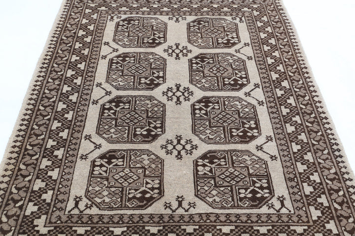 Afghan Akcha Revival Rug 4' 4" x 6' 1" Hand-Knotted | No. AT50914