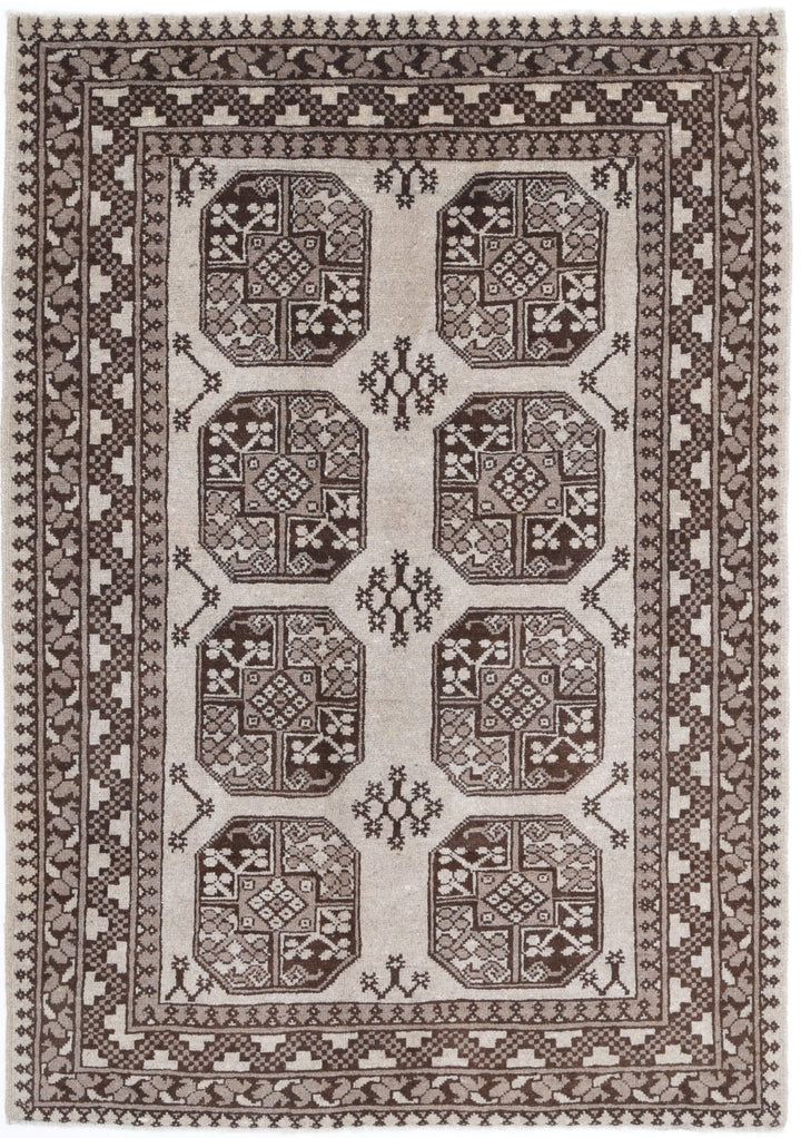 Afghan Akcha Revival Rug 4' 4" x 6' 1" Hand-Knotted | No. AT50914