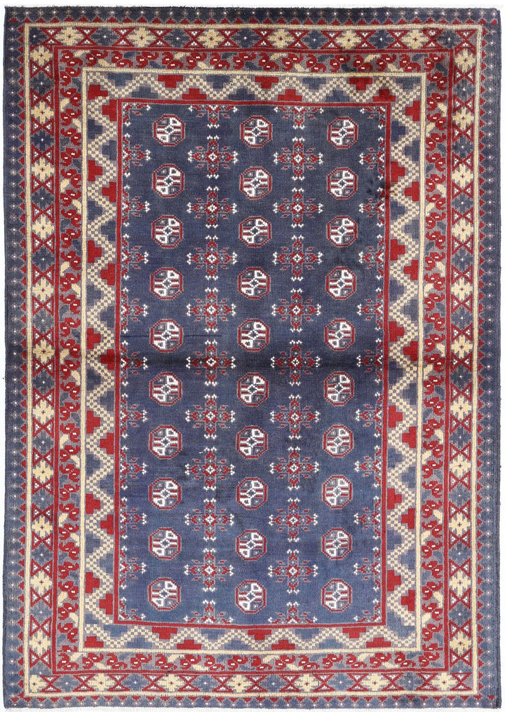 Afghan Revival Rug 4' 1" x 5' 10" Hand-Knotted | No. AT72264