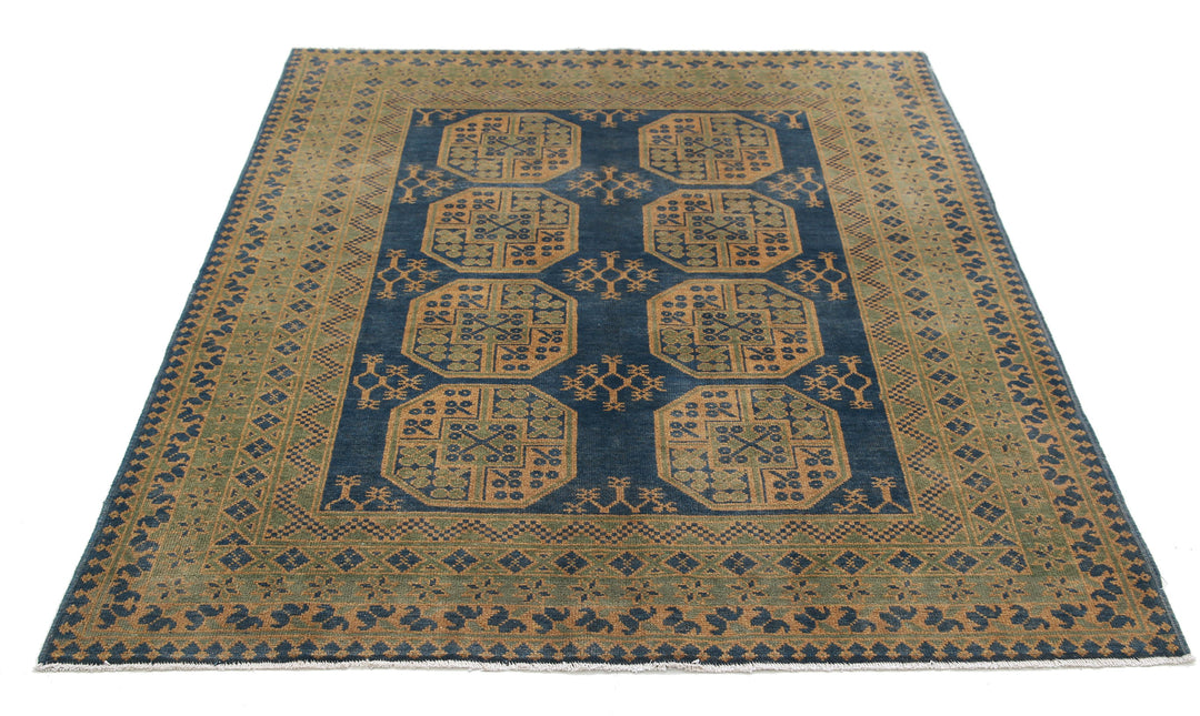 Afghan Akcha Revival Rug 5' 1" x 6' 2" Hand-Knotted | No. AT69997