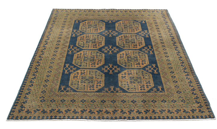 Afghan Akcha Revival Rug 5' 1" x 6' 2" Hand-Knotted | No. AT69997