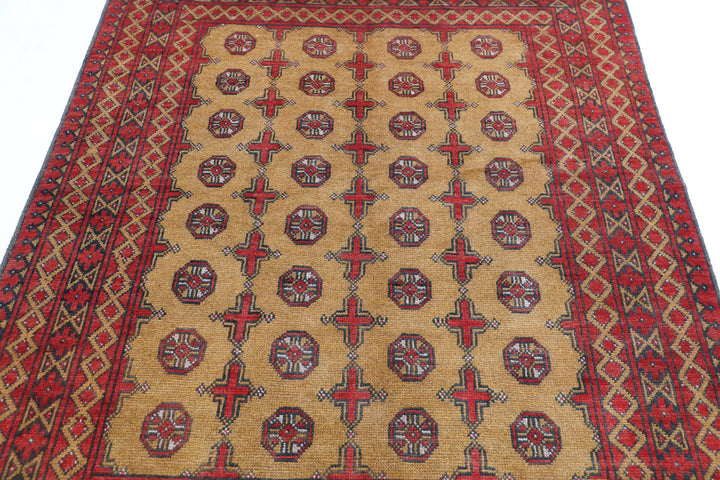 Afghan Akcha Revival Rug 5' 0" x 6' 3" Hand-Knotted | No. AT53450