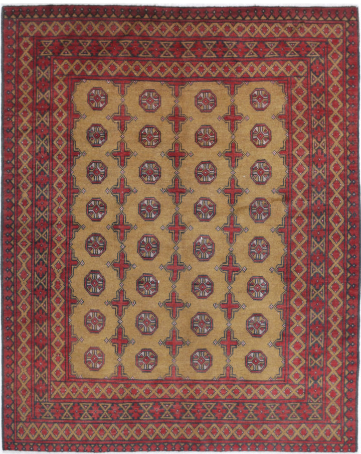 Afghan Akcha Revival Rug 5' 0" x 6' 3" Hand-Knotted | No. AT53450