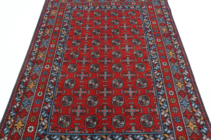 Afghan Akcha Revival Rug 5' 0" x 6' 7" Hand-Knotted | No. AT67509