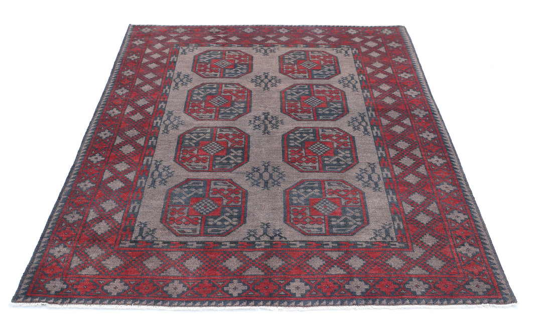 Afghan Akcha Revival Rug 4' 10" x 6' 1" Hand-Knotted | No. AT57184