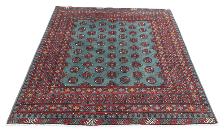 Afghan Akcha Revival Rug 5' 0" x 6' 2" Hand-Knotted | No. AT69399