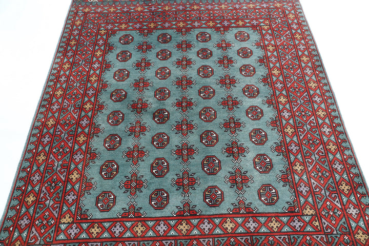 Afghan Akcha Revival Rug 5' 0" x 6' 2" Hand-Knotted | No. AT69399