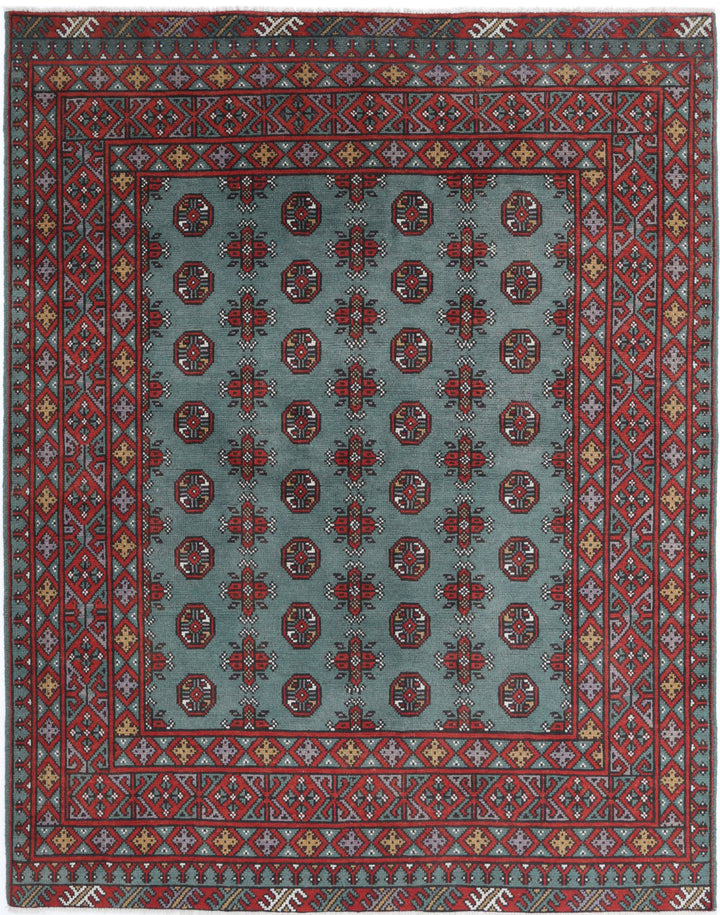 Afghan Akcha Revival Rug 5' 0" x 6' 2" Hand-Knotted | No. AT69399
