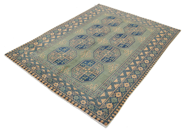 Afghan Akcha Revival Rug 5' 0" x 6' 6" Hand-Knotted | No. AT90625