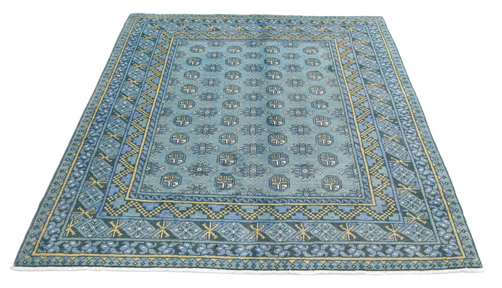 Afghan Akcha Revival Rug 5' 2" x 6' 2" Hand-Knotted | No. AT96779