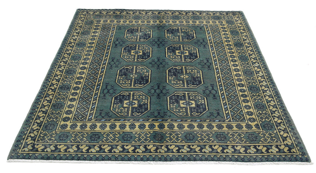 Afghan Akcha Revival Rug 5' 1" x 6' 2" Hand-Knotted | No. AT29850