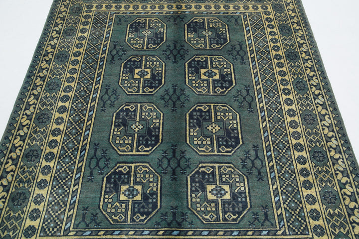 Afghan Akcha Revival Rug 5' 1" x 6' 2" Hand-Knotted | No. AT29850