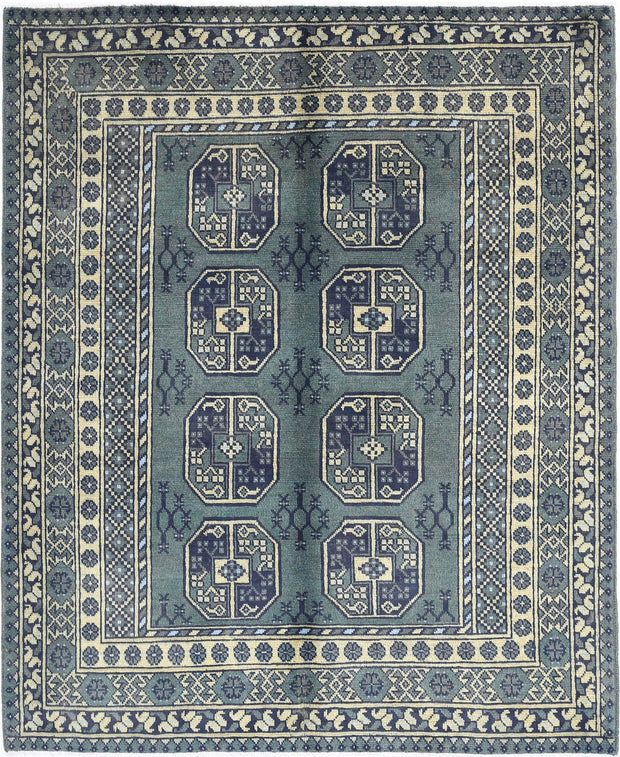 Hand Knotted Akcha Revival Wool Rug 5' 1" x 6' 2" - No. AT29850