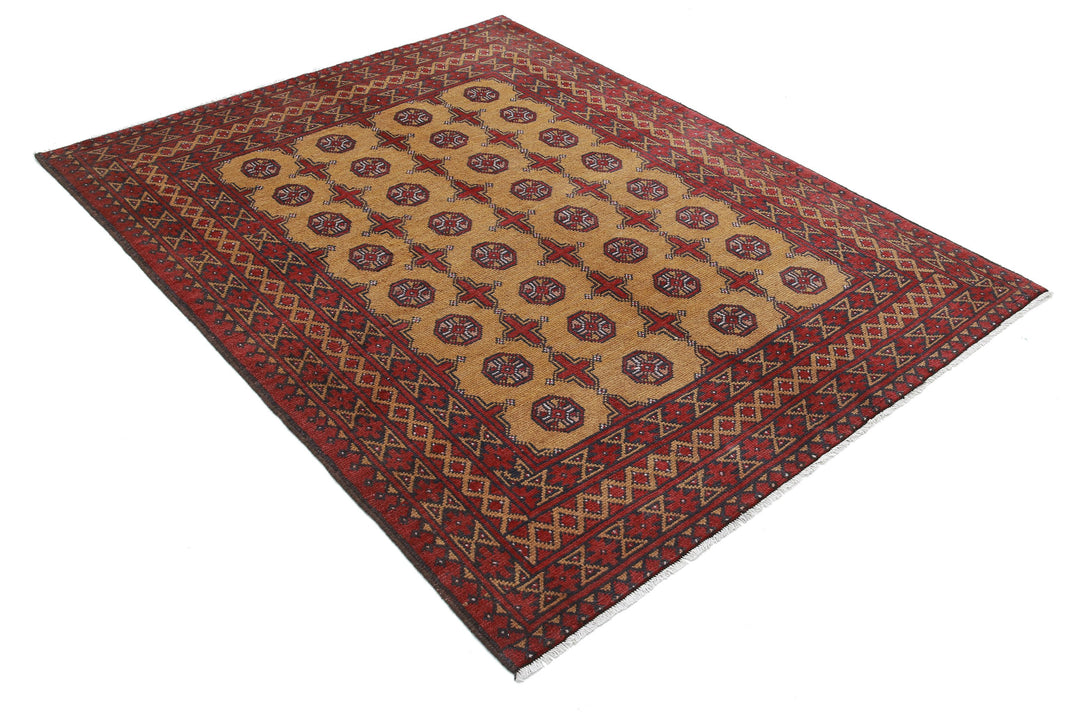 Afghan Akcha Revival Rug 5' 0" x 6' 5" Hand-Knotted | No. AT69313
