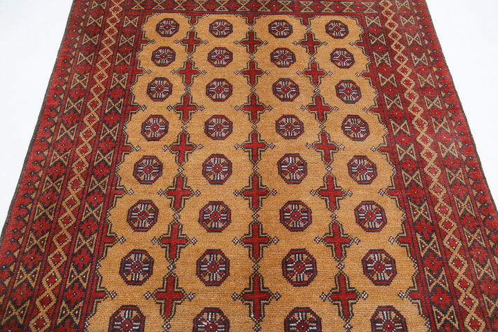 Afghan Akcha Revival Rug 5' 0" x 6' 5" Hand-Knotted | No. AT69313