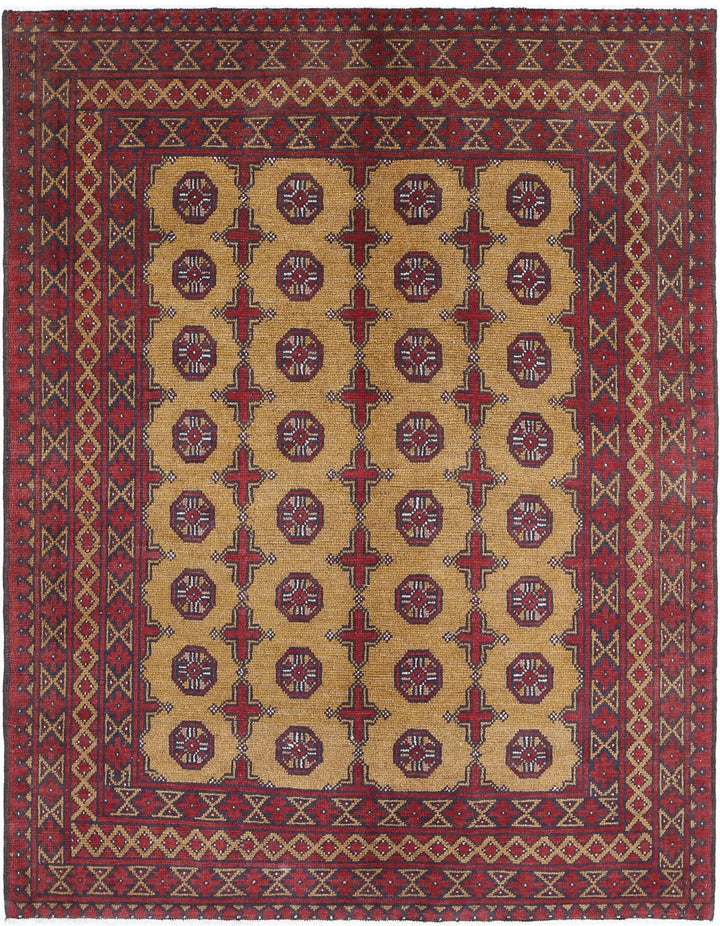 Afghan Akcha Revival Rug 5' 0" x 6' 5" Hand-Knotted | No. AT69313