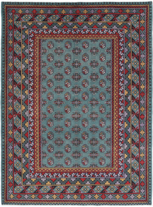 Hand Knotted Akcha Revival Wool Rug 5' 7" x 7' 7" - No. AT63988
