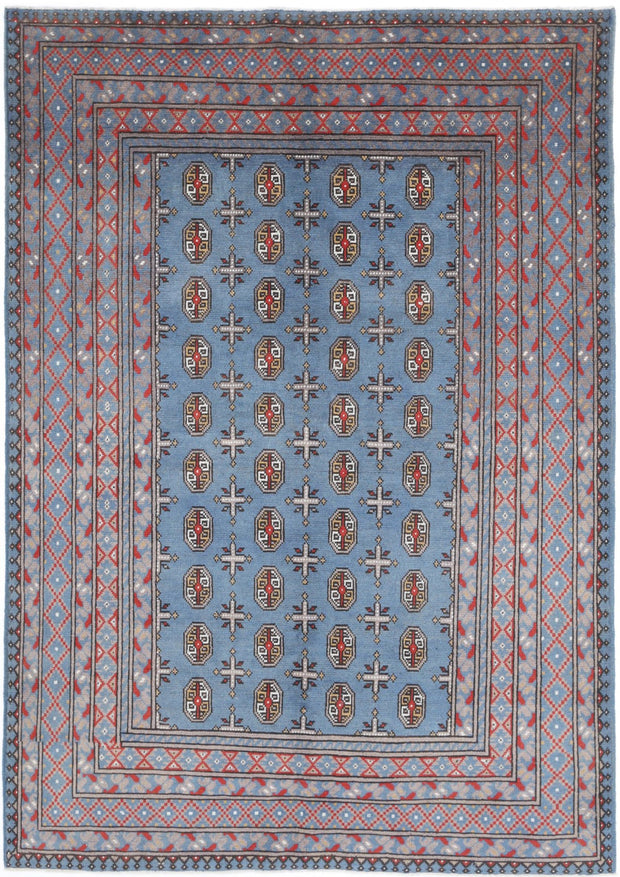 Hand Knotted Akcha Revival Wool Rug 5' 7" x 8' 1" - No. AT69464