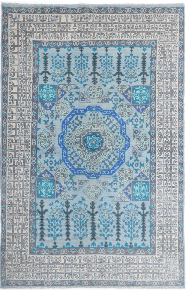 Hand Knotted Akcha Revival Wool Rug 5' 3" x 8' 5" - No. AT26878