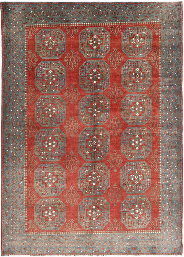 Hand Knotted Akcha Revival Wool Rug 6' 8" x 9' 4" - No. AT89835