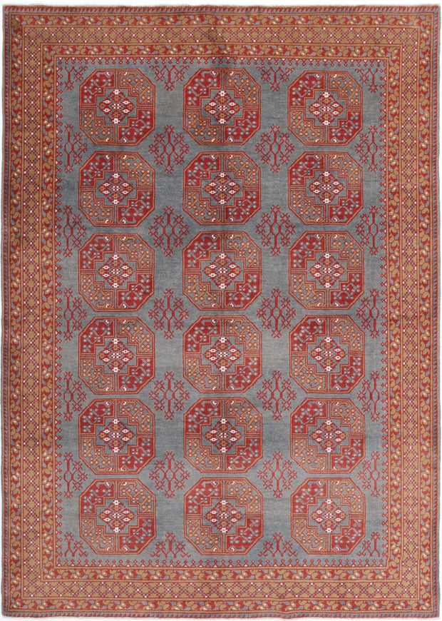 Hand Knotted Akcha Revival Wool Rug 6' 8" x 9' 5" - No. AT52349