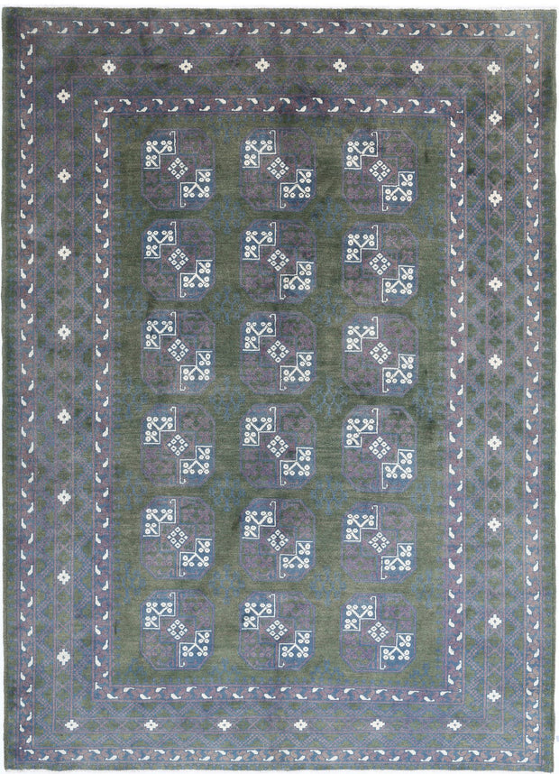 Hand Knotted Akcha Revival Wool Rug 6' 7" x 9' 5" - No. AT82140