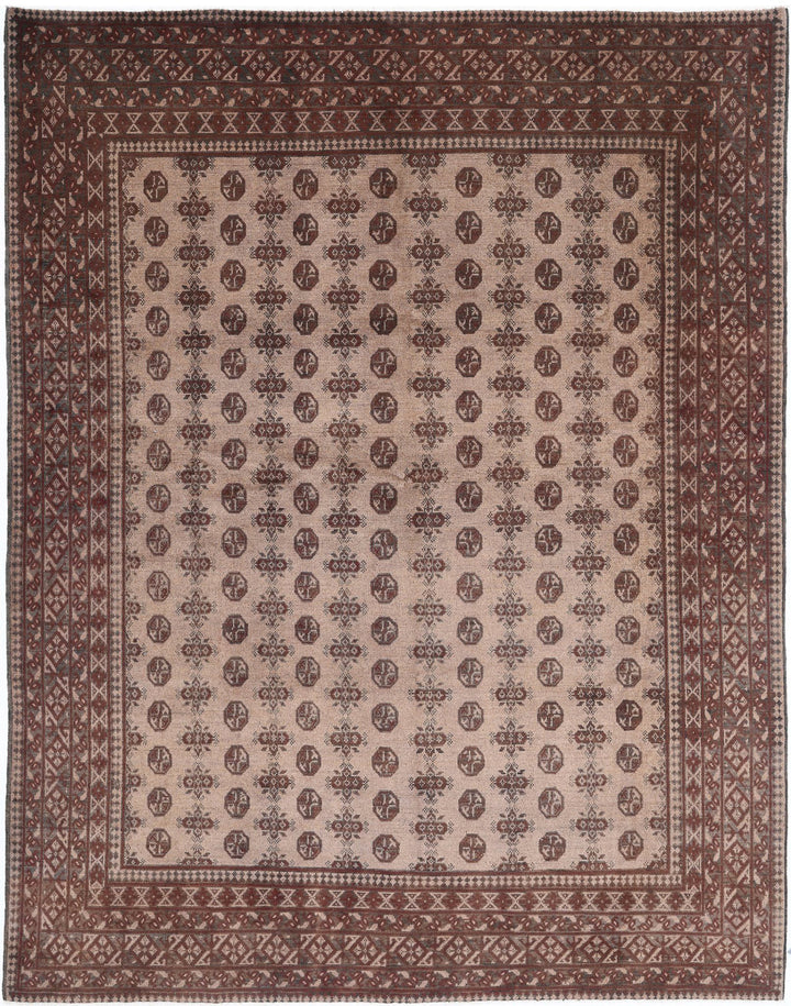 Brown Afghan Oriental Rug 8' 2" x 10' 7" Hand-Knotted | No. AT54919