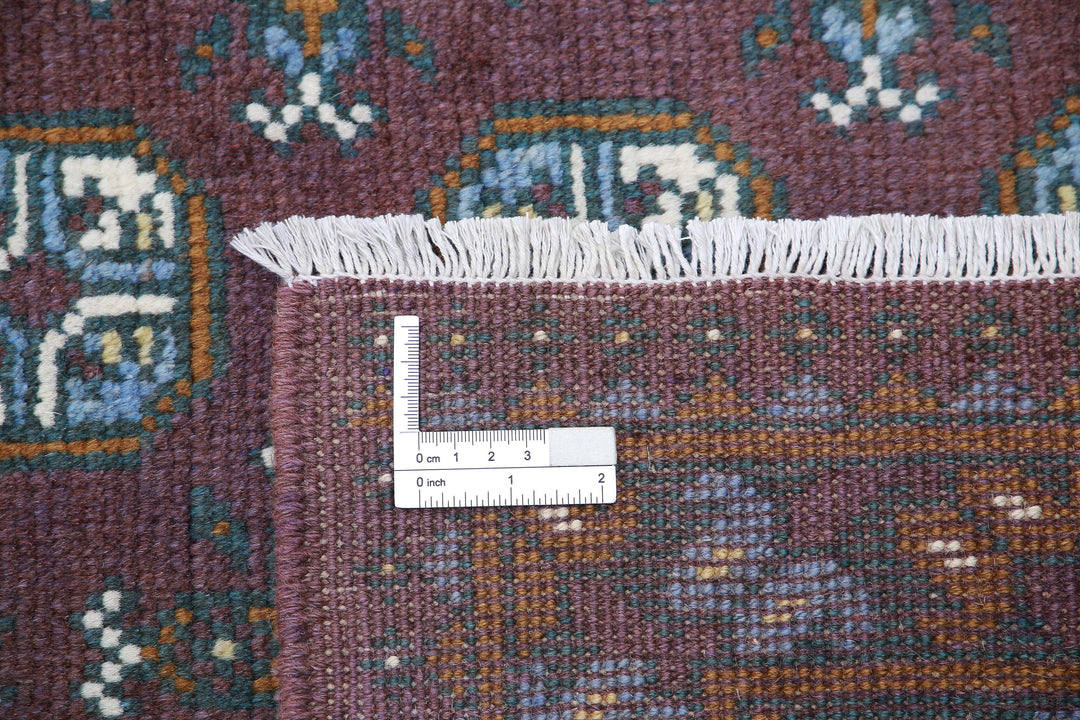 Purple Afghan Revival Rug 6' 6" x 9' 7" Hand-Knotted | No. AT18034
