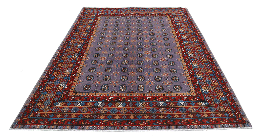 Afghan Akcha Revival Rug 6' 6" x 9' 3" Hand-Knotted | No. AT40669