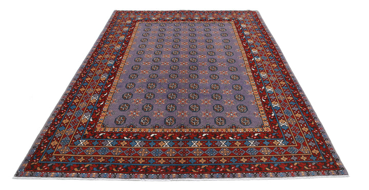 Afghan Akcha Revival Rug 6' 6" x 9' 3" Hand-Knotted | No. AT40669