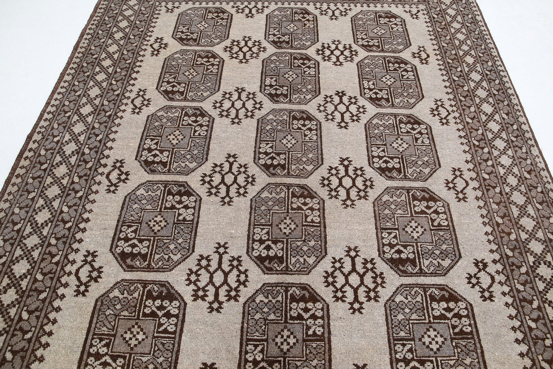 Afghan Revival Rug 6'6" x 8'1" Hand-Knotted | No. AT72751