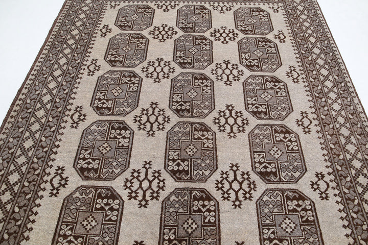Afghan Revival Rug 6'6" x 8'1" Hand-Knotted | No. AT72751