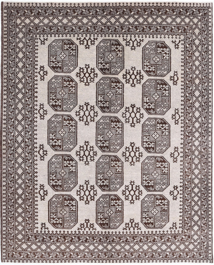 Afghan Revival Rug 6'6" x 8'1" Hand-Knotted | No. AT72751
