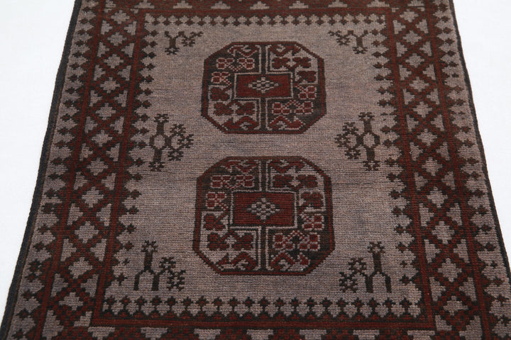 Afghan Revival Rug 2' 7" x 3' 10" Hand-Knotted | No. AT84859