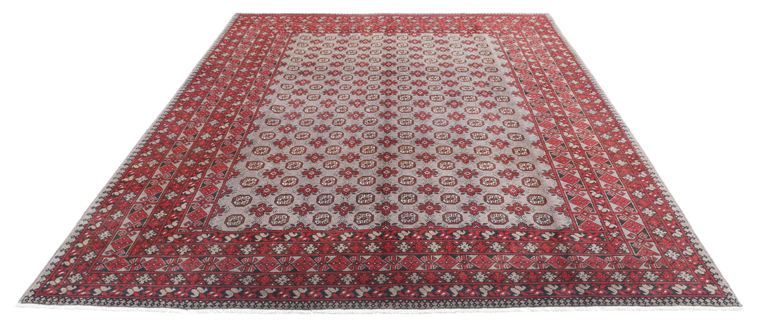 Afghan Akcha Revival Rug 8' 2" x 10' 11" Hand-Knotted | No. AT34615