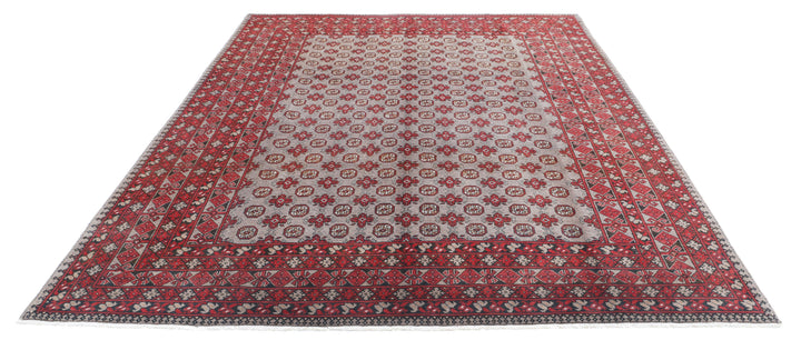 Afghan Akcha Revival Rug 8' 2" x 10' 11" Hand-Knotted | No. AT34615