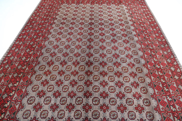 Afghan Akcha Revival Rug 8' 2" x 10' 11" Hand-Knotted | No. AT34615